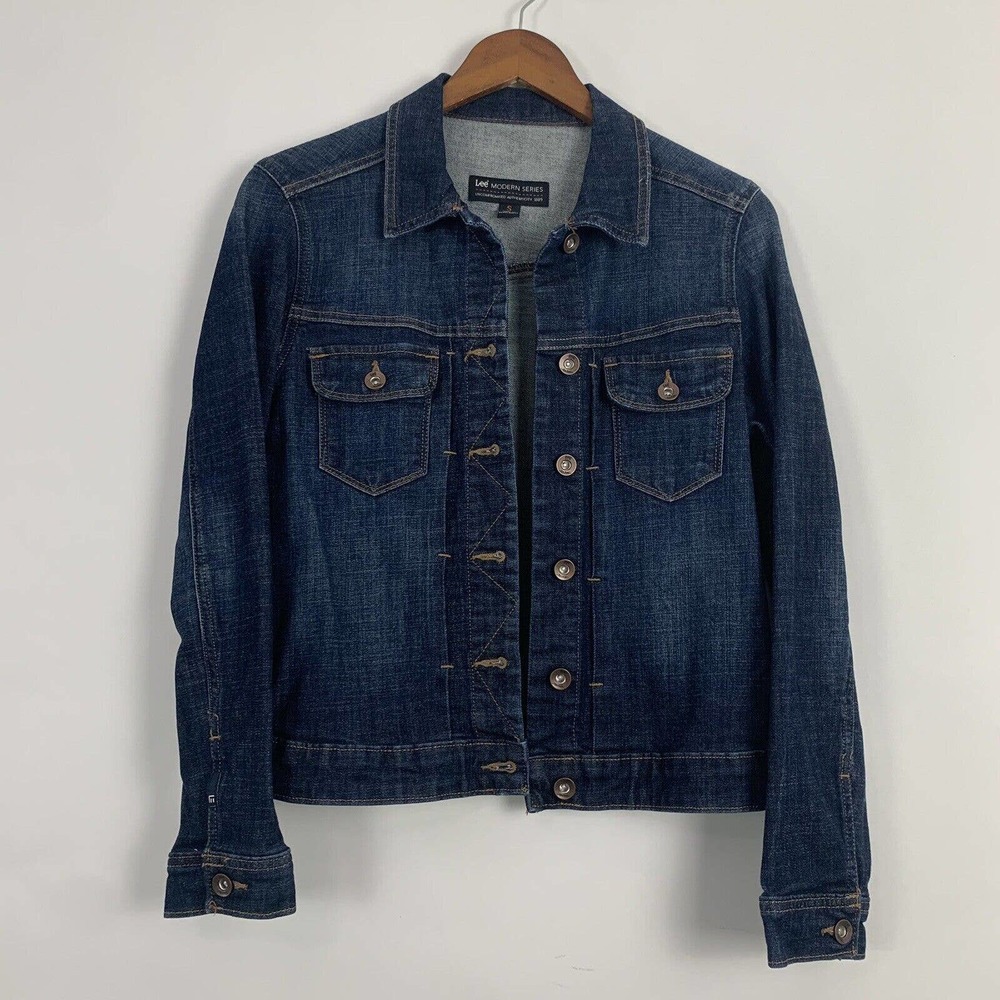 Womens Small Modern Series Denim Trucker Jacket Quilted Patchwork Cottage Core - Picture 5 of 6